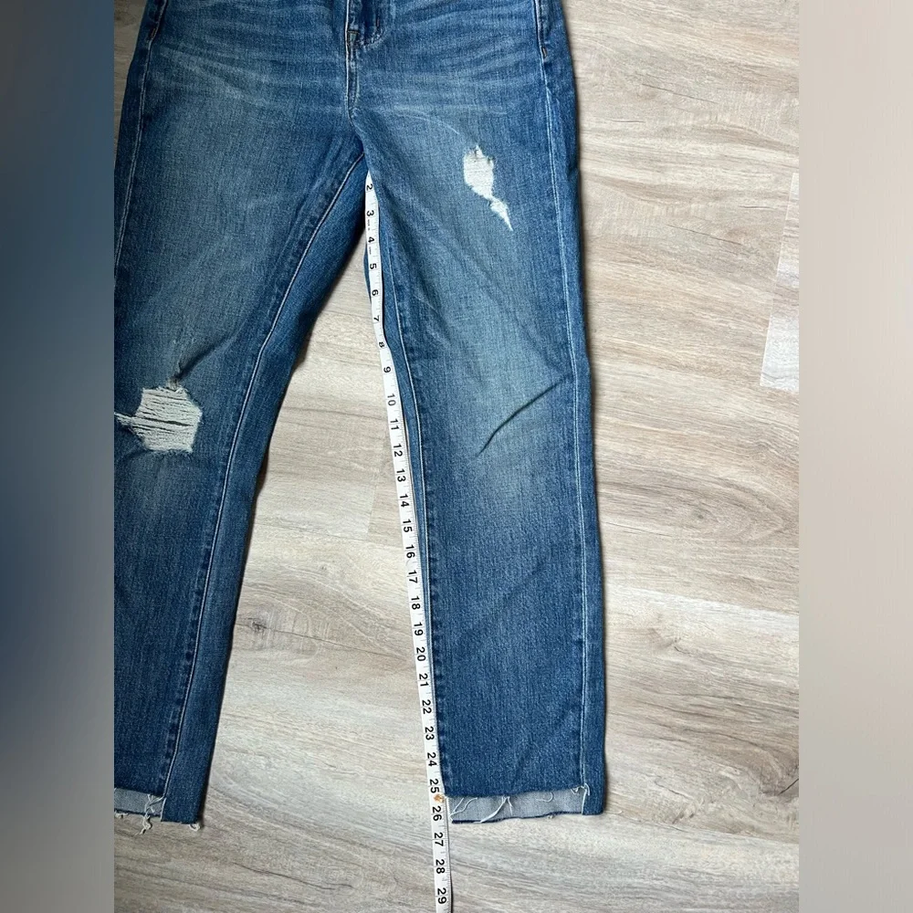 BNWOT Dark Wash Madewell High-Rise Distressed Slim Boyfriend Jean - Picture 4 of 9